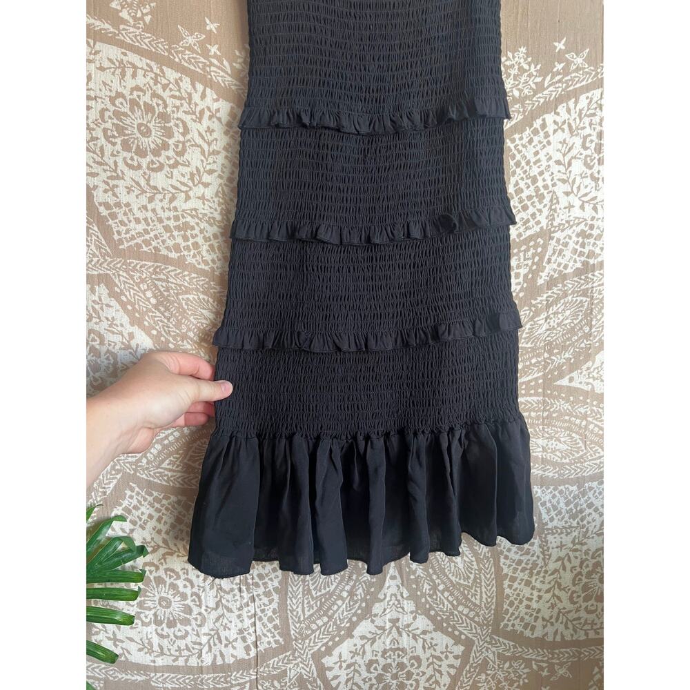 Katie J NYC Evan Smocked Tiered Ruffle Mini Dress Black Size S - Picture 5 of 7